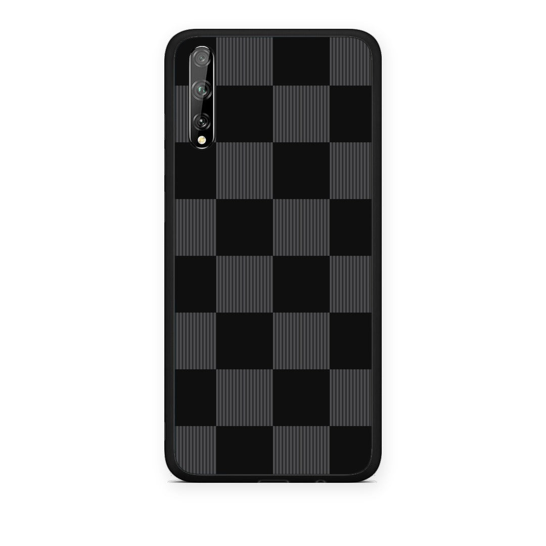 Θήκη Huawei P Smart S Black and Charcoal Striped Checks από τη Smartfits με σχέδιο στο πίσω μέρος και μαύρο περίβλημα | Huawei P Smart S Black and Charcoal Striped Checks case with colorful back and black bezels