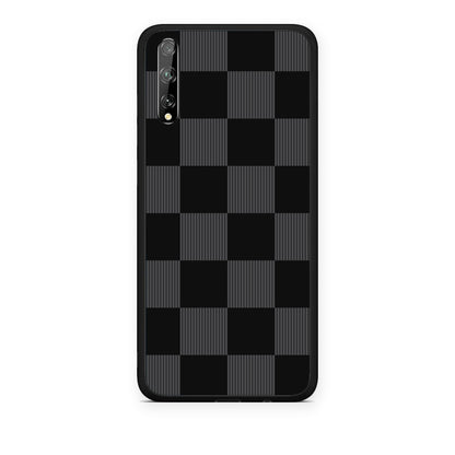 Θήκη Huawei P Smart S Black and Charcoal Striped Checks από τη Smartfits με σχέδιο στο πίσω μέρος και μαύρο περίβλημα | Huawei P Smart S Black and Charcoal Striped Checks case with colorful back and black bezels