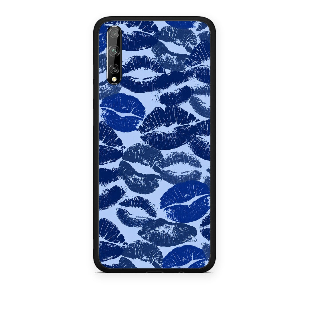 Θήκη Huawei P Smart S Blue Lipstick Kisses από τη Smartfits με σχέδιο στο πίσω μέρος και μαύρο περίβλημα | Huawei P Smart S Blue Lipstick Kisses case with colorful back and black bezels