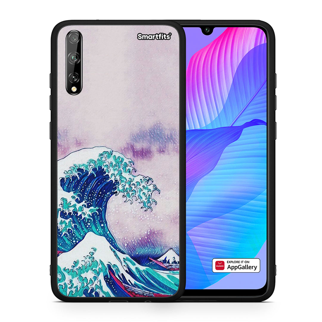 Θήκη Huawei P Smart S Blue Waves από τη Smartfits με σχέδιο στο πίσω μέρος και μαύρο περίβλημα | Huawei P Smart S Blue Waves case with colorful back and black bezels