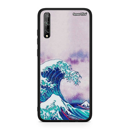 Huawei P Smart S Blue Waves θήκη από τη Smartfits με σχέδιο στο πίσω μέρος και μαύρο περίβλημα | Smartphone case with colorful back and black bezels by Smartfits