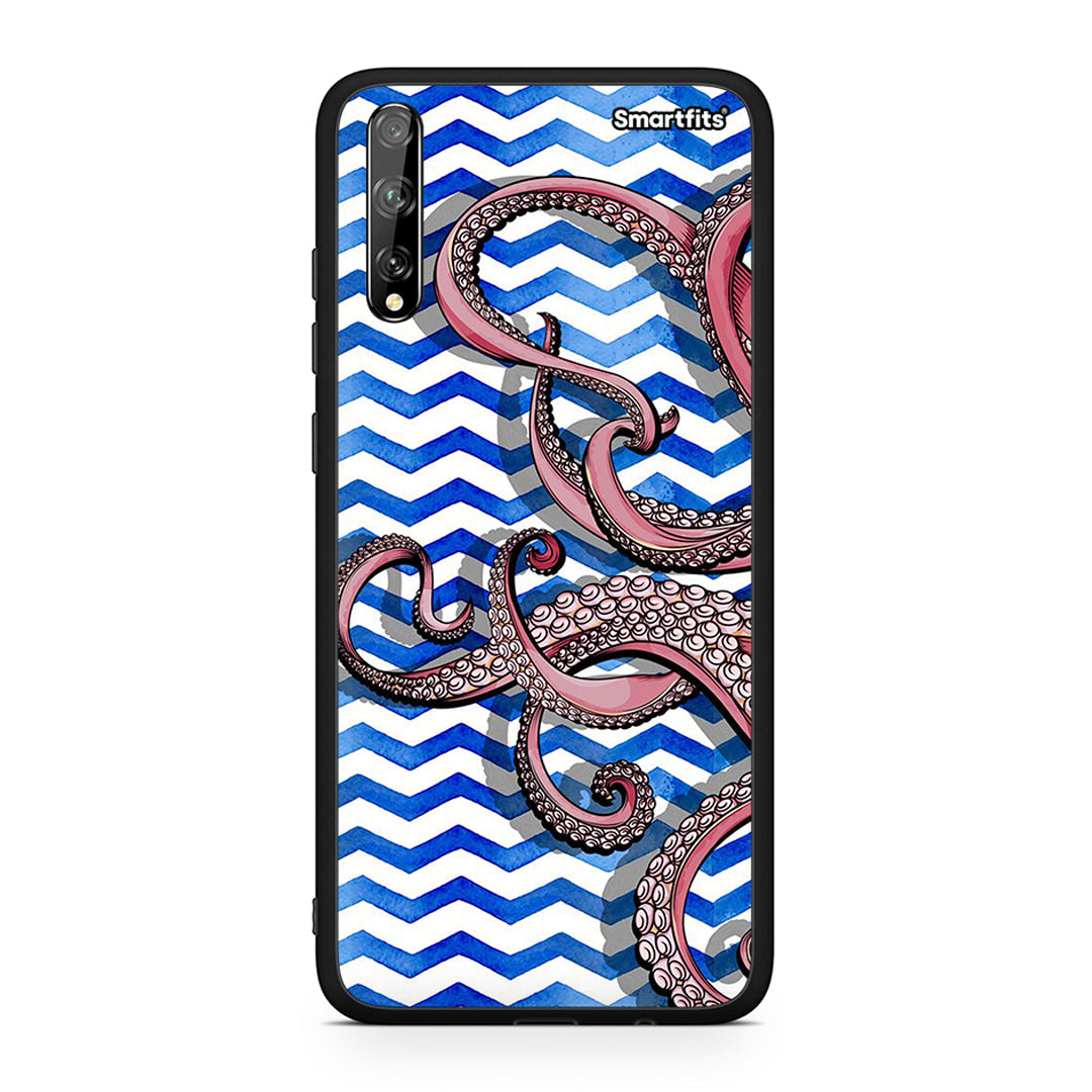 Huawei P Smart S Chevron Devilfish θήκη από τη Smartfits με σχέδιο στο πίσω μέρος και μαύρο περίβλημα | Smartphone case with colorful back and black bezels by Smartfits