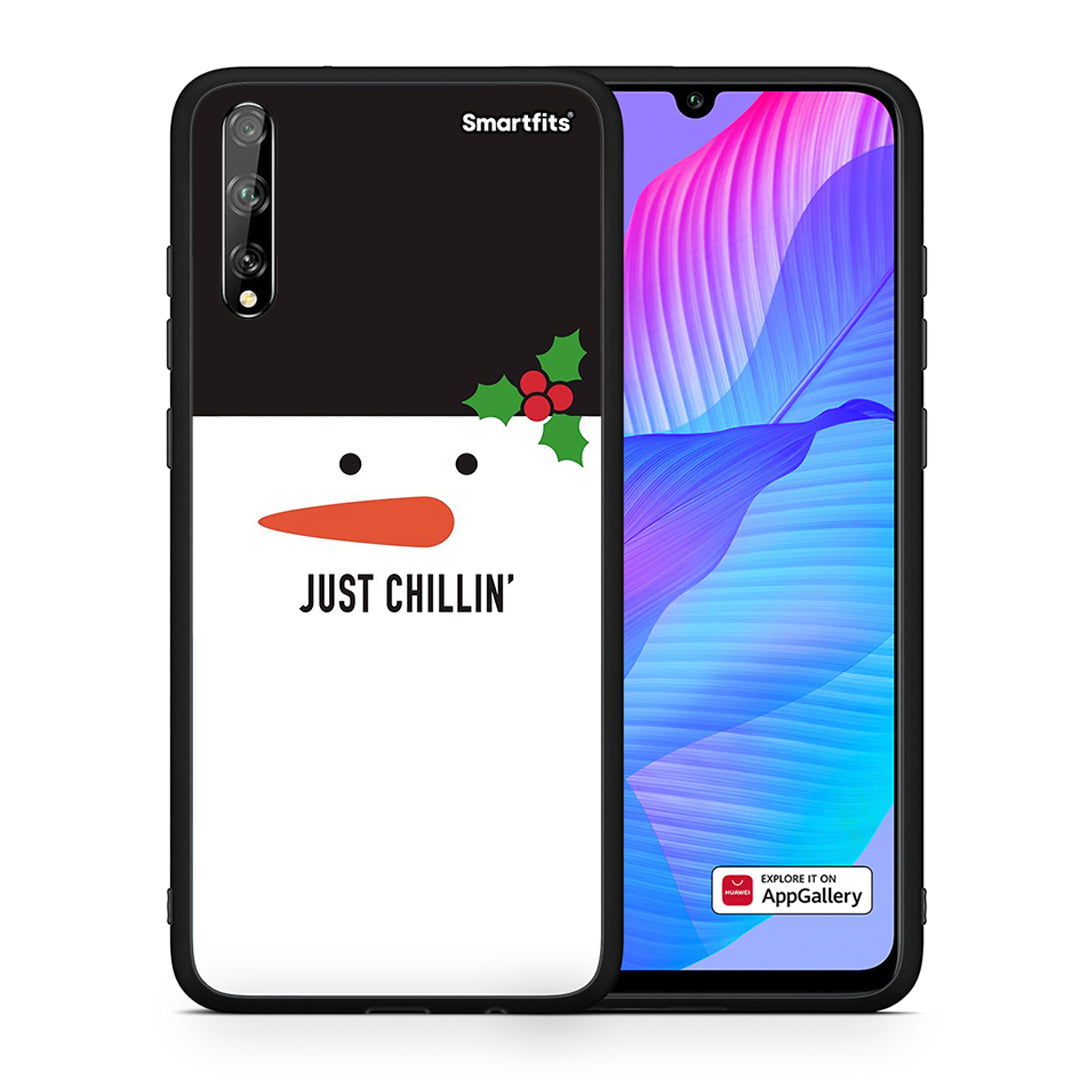 Θήκη Huawei P Smart S Christmas Chillin από τη Smartfits με σχέδιο στο πίσω μέρος και μαύρο περίβλημα | Huawei P Smart S Christmas Chillin case with colorful back and black bezels