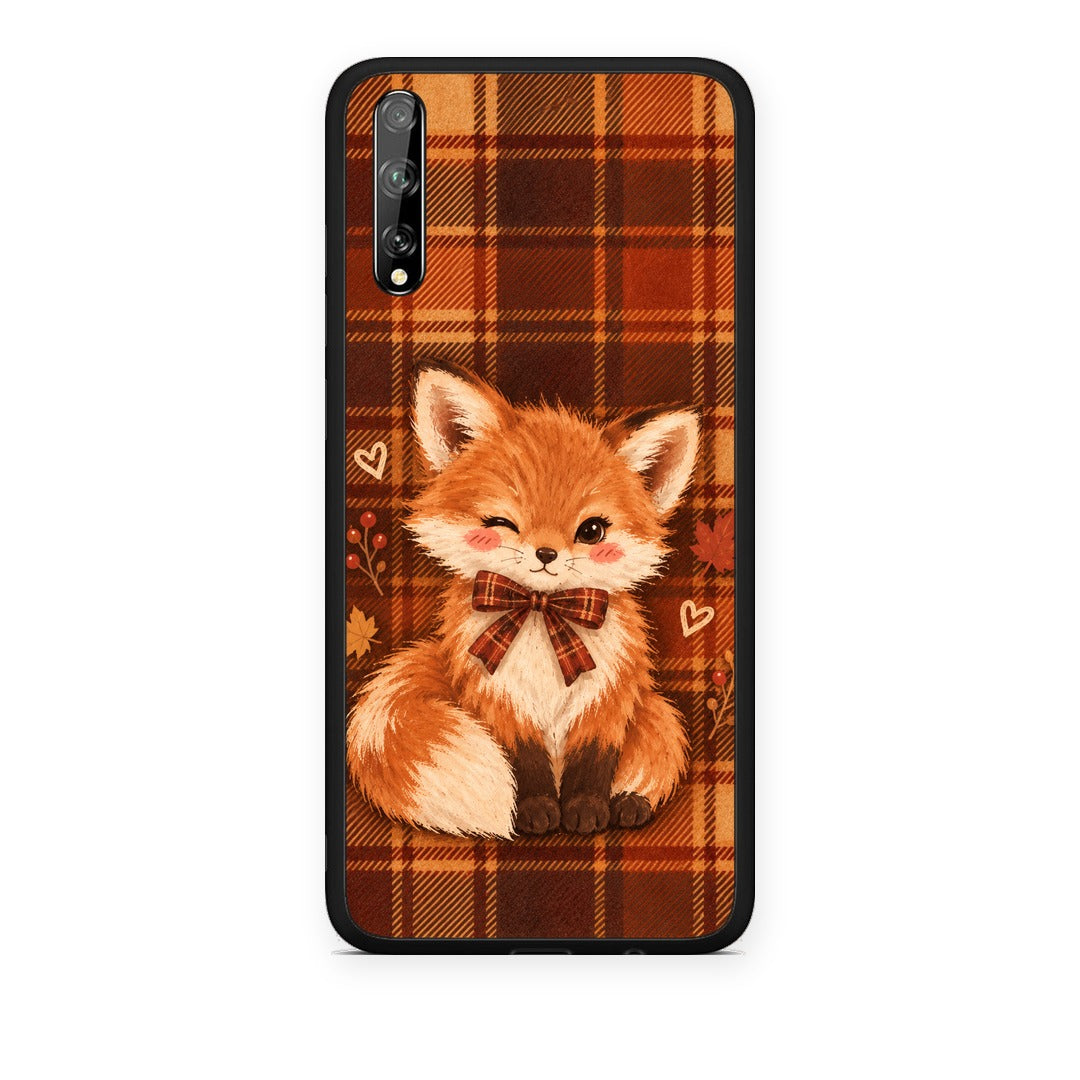 Θήκη Huawei P Smart S Fox on Autumn Tartan από τη Smartfits με σχέδιο στο πίσω μέρος και μαύρο περίβλημα | Huawei P Smart S Fox on Autumn Tartan case with colorful back and black bezels