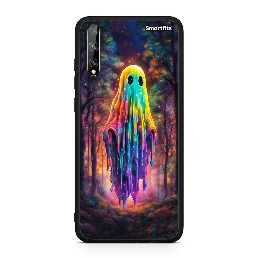 Huawei P Smart S Halloween Ghost θήκη από τη Smartfits με σχέδιο στο πίσω μέρος και μαύρο περίβλημα | Smartphone case with colorful back and black bezels by Smartfits