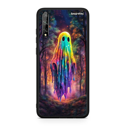 Huawei P Smart S Halloween Ghost θήκη από τη Smartfits με σχέδιο στο πίσω μέρος και μαύρο περίβλημα | Smartphone case with colorful back and black bezels by Smartfits