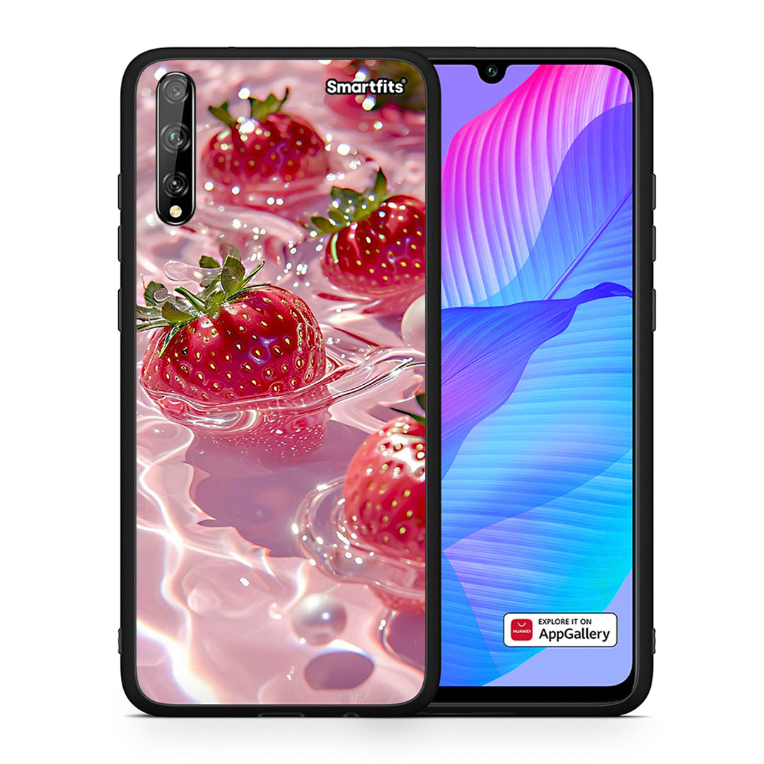 Θήκη Huawei P Smart S Juicy Strawberries από τη Smartfits με σχέδιο στο πίσω μέρος και μαύρο περίβλημα | Huawei P Smart S Juicy Strawberries case with colorful back and black bezels