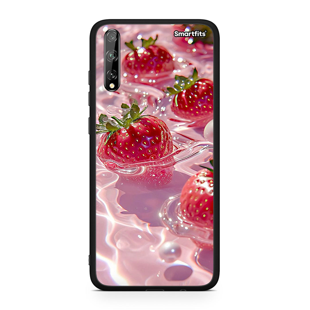 Huawei P Smart S Juicy Strawberries θήκη από τη Smartfits με σχέδιο στο πίσω μέρος και μαύρο περίβλημα | Smartphone case with colorful back and black bezels by Smartfits