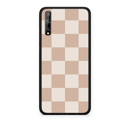 Θήκη Huawei P Smart S Latte and Cream Striped Checks από τη Smartfits με σχέδιο στο πίσω μέρος και μαύρο περίβλημα | Huawei P Smart S Latte and Cream Striped Checks case with colorful back and black bezels