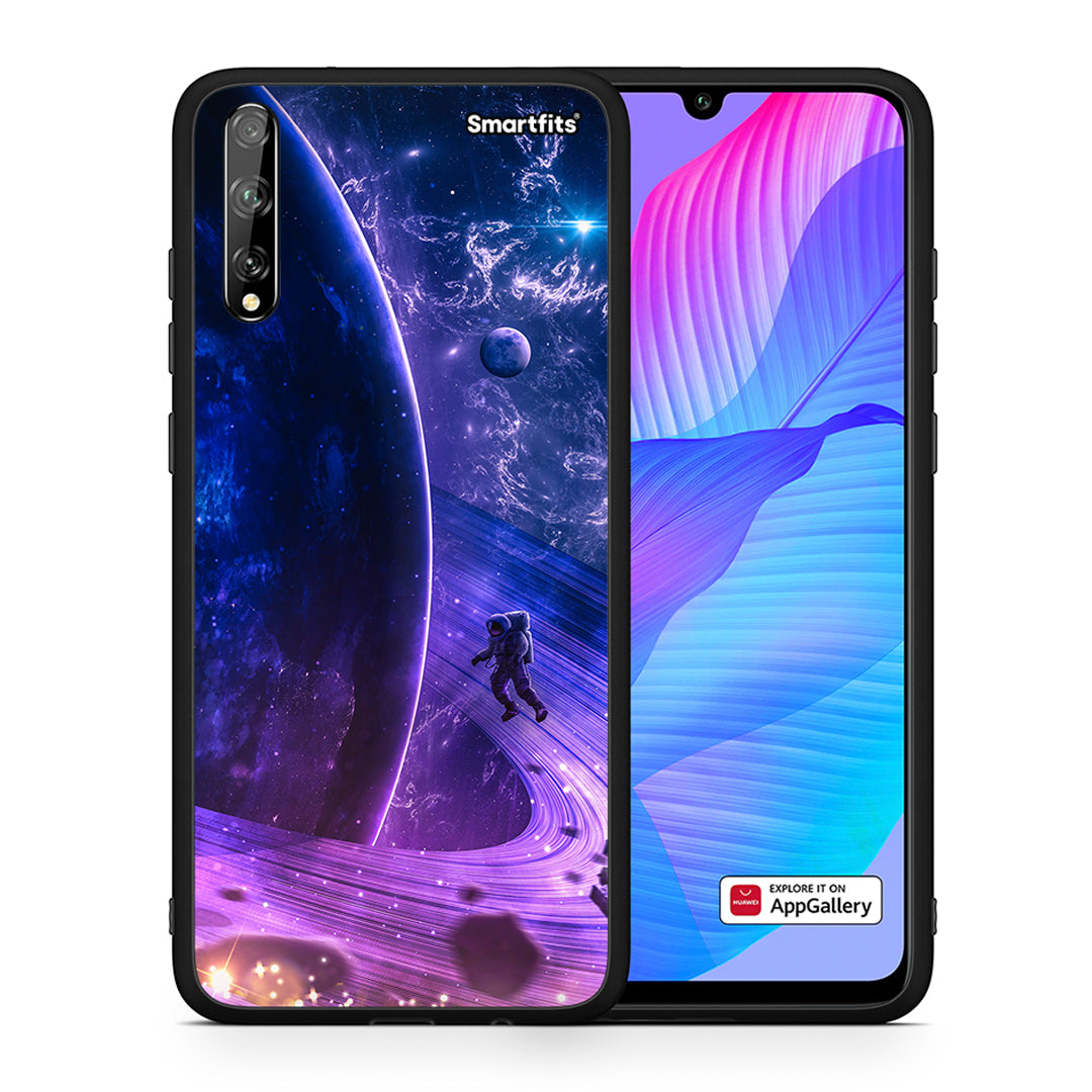 Θήκη Huawei P Smart S Lost Astronaut από τη Smartfits με σχέδιο στο πίσω μέρος και μαύρο περίβλημα | Huawei P Smart S Lost Astronaut case with colorful back and black bezels