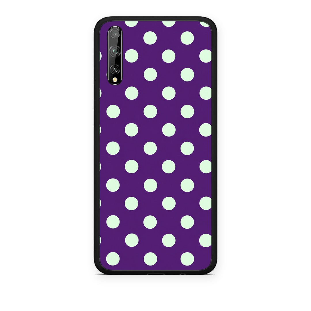 Θήκη Huawei P Smart S Mint Polka Dots on Purple από τη Smartfits με σχέδιο στο πίσω μέρος και μαύρο περίβλημα | Huawei P Smart S Mint Polka Dots on Purple case with colorful back and black bezels