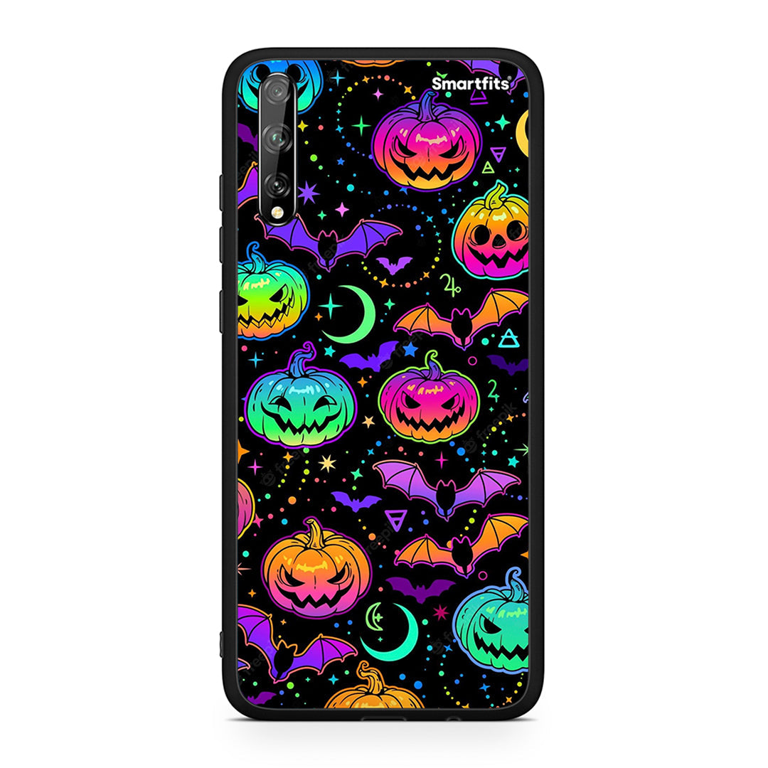 Huawei P Smart S Neon Halloween θήκη από τη Smartfits με σχέδιο στο πίσω μέρος και μαύρο περίβλημα | Smartphone case with colorful back and black bezels by Smartfits