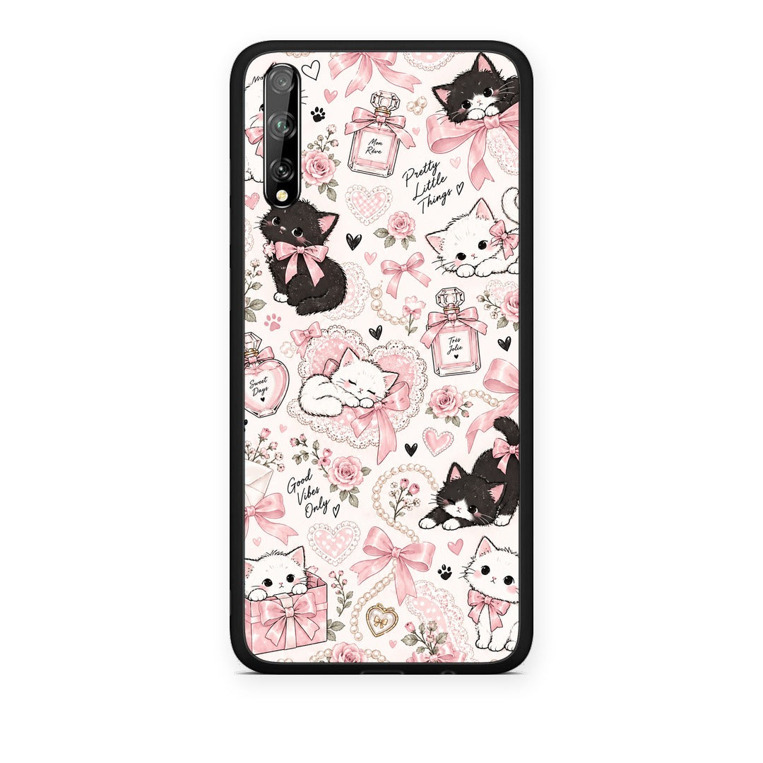 Θήκη Huawei P Smart S Pink Bows and Kittens Collage από τη Smartfits με σχέδιο στο πίσω μέρος και μαύρο περίβλημα | Huawei P Smart S Pink Bows and Kittens Collage case with colorful back and black bezels