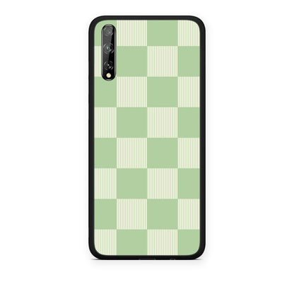 Θήκη Huawei P Smart S Sage and Cream Striped Checks από τη Smartfits με σχέδιο στο πίσω μέρος και μαύρο περίβλημα | Huawei P Smart S Sage and Cream Striped Checks case with colorful back and black bezels
