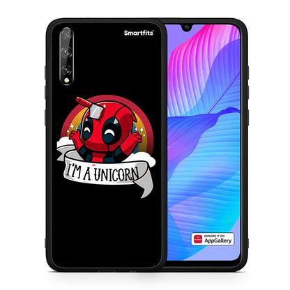 Θήκη Huawei P Smart S Unicorn Deadpool από τη Smartfits με σχέδιο στο πίσω μέρος και μαύρο περίβλημα | Huawei P Smart S Unicorn Deadpool case with colorful back and black bezels