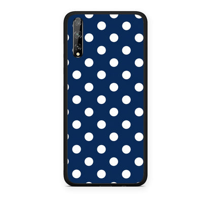 Θήκη Huawei P Smart S White Large Polka Dots on Navy από τη Smartfits με σχέδιο στο πίσω μέρος και μαύρο περίβλημα | Huawei P Smart S White Large Polka Dots on Navy case with colorful back and black bezels