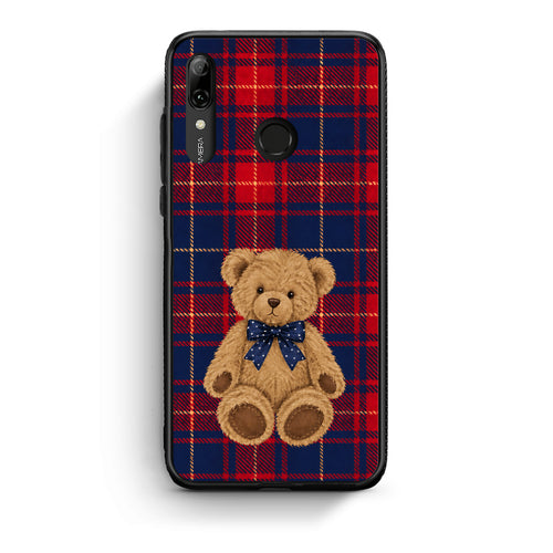 Θήκη Huawei P Smart 2019 Teddy Bear on Red and Navy Tartan από τη Smartfits με σχέδιο στο πίσω μέρος και μαύρο περίβλημα | Huawei P Smart 2019 Teddy Bear on Red and Navy Tartan case with colorful back and black bezels