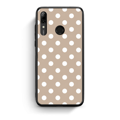 Θήκη Huawei P Smart 2019 White Polka Dots on Taupe από τη Smartfits με σχέδιο στο πίσω μέρος και μαύρο περίβλημα | Huawei P Smart 2019 White Polka Dots on Taupe case with colorful back and black bezels