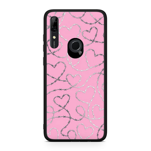 Θήκη Huawei P Smart Z Barbed Wire Hearts on Pink από τη Smartfits με σχέδιο στο πίσω μέρος και μαύρο περίβλημα | Huawei P Smart Z Barbed Wire Hearts on Pink case with colorful back and black bezels