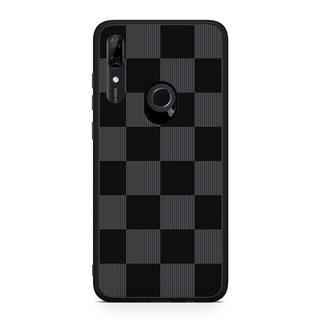 Θήκη Huawei P Smart Z Black and Charcoal Striped Checks από τη Smartfits με σχέδιο στο πίσω μέρος και μαύρο περίβλημα | Huawei P Smart Z Black and Charcoal Striped Checks case with colorful back and black bezels
