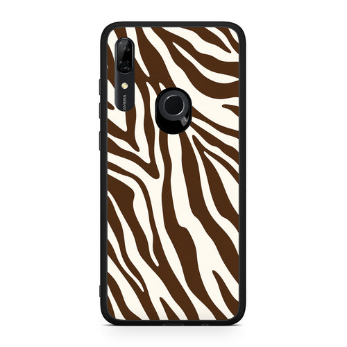 Θήκη Huawei P Smart Z Brown and Cream Zebra Stripes από τη Smartfits με σχέδιο στο πίσω μέρος και μαύρο περίβλημα | Huawei P Smart Z Brown and Cream Zebra Stripes case with colorful back and black bezels