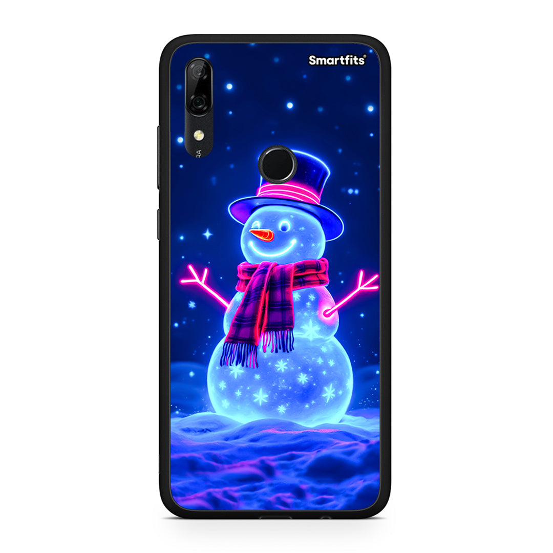 Huawei P Smart Z Christmas Neon Snowman θήκη από τη Smartfits με σχέδιο στο πίσω μέρος και μαύρο περίβλημα | Smartphone case with colorful back and black bezels by Smartfits