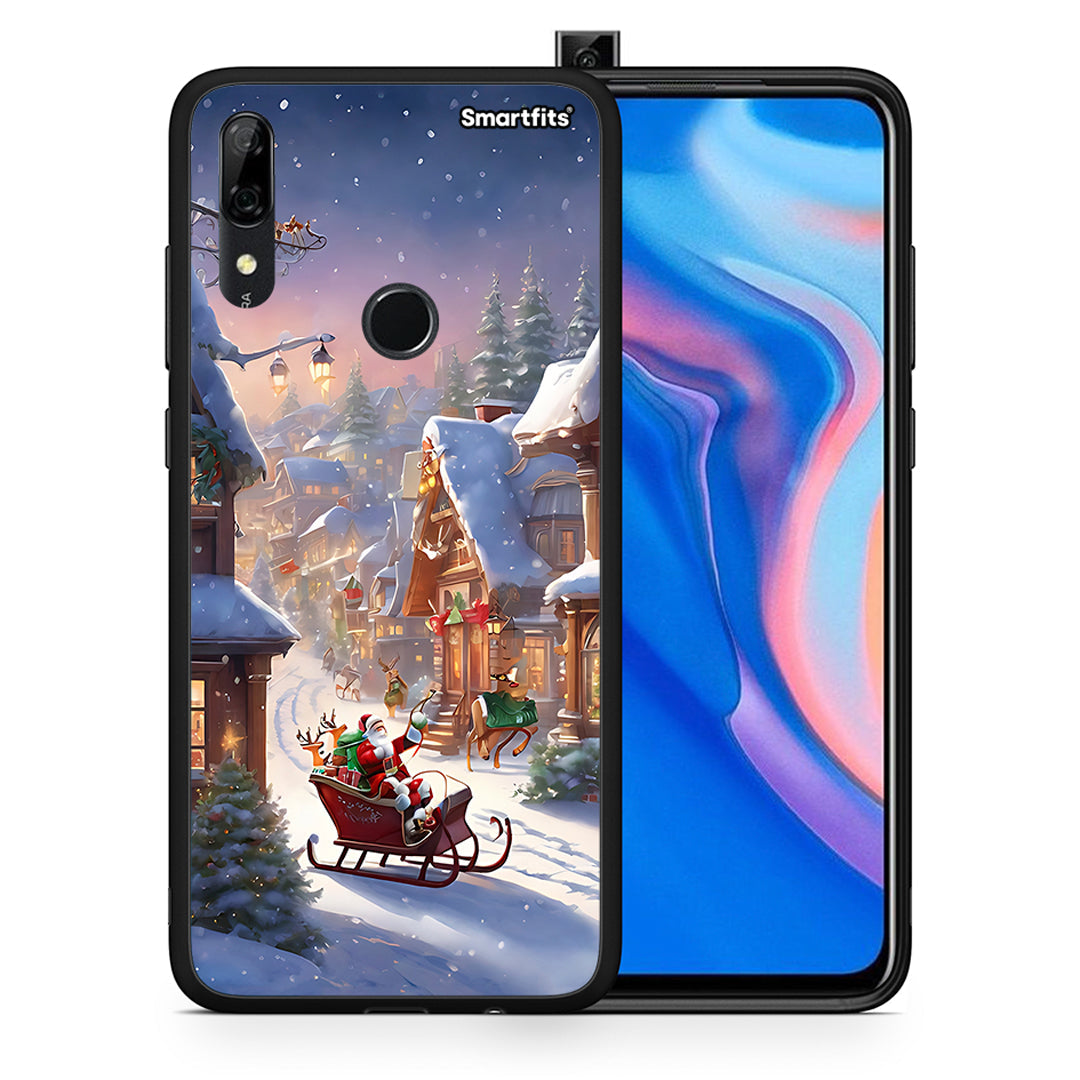 Θήκη Huawei P Smart Z Christmas Snow από τη Smartfits με σχέδιο στο πίσω μέρος και μαύρο περίβλημα | Huawei P Smart Z Christmas Snow case with colorful back and black bezels