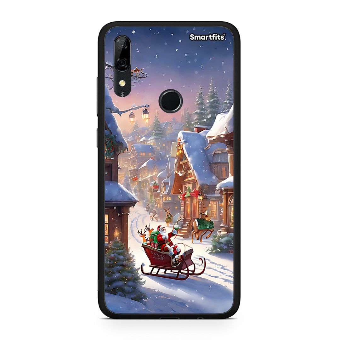 Huawei P Smart Z Christmas Snow θήκη από τη Smartfits με σχέδιο στο πίσω μέρος και μαύρο περίβλημα | Smartphone case with colorful back and black bezels by Smartfits