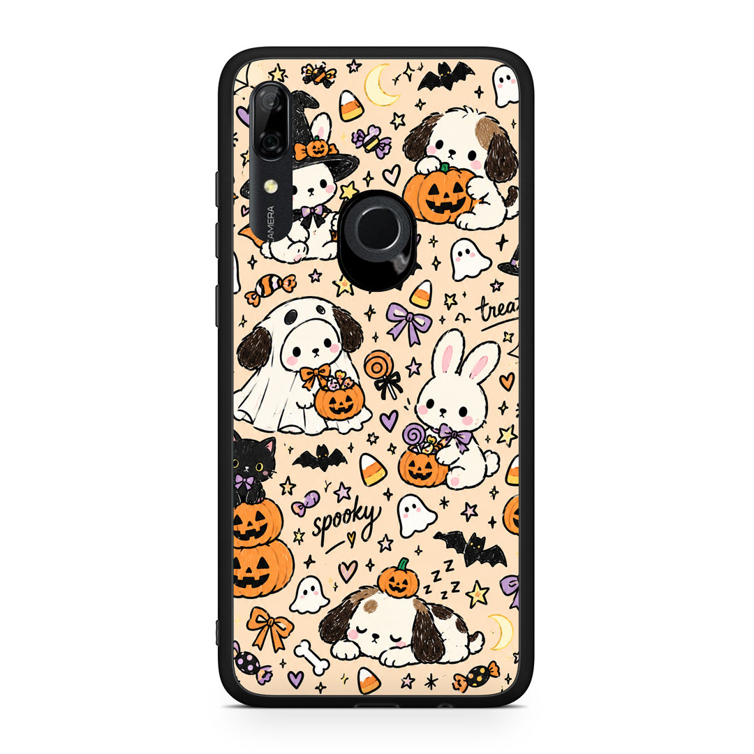 Θήκη Huawei P Smart Z Halloween Puppies and Friends on Cream από τη Smartfits με σχέδιο στο πίσω μέρος και μαύρο περίβλημα | Huawei P Smart Z Halloween Puppies and Friends on Cream case with colorful back and black bezels