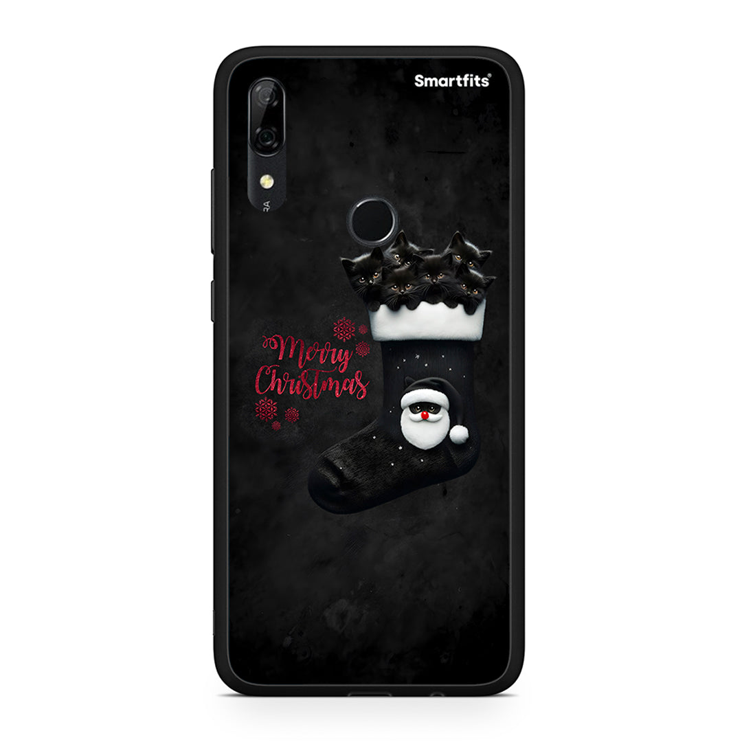 Huawei P Smart Z Merry Cat Christmas θήκη από τη Smartfits με σχέδιο στο πίσω μέρος και μαύρο περίβλημα | Smartphone case with colorful back and black bezels by Smartfits