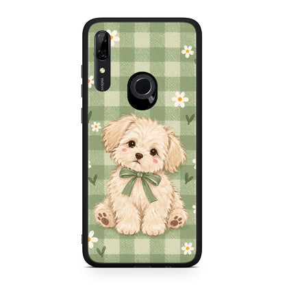 Θήκη Huawei P Smart Z Puppy and Daisies on Sage Gingham από τη Smartfits με σχέδιο στο πίσω μέρος και μαύρο περίβλημα | Huawei P Smart Z Puppy and Daisies on Sage Gingham case with colorful back and black bezels