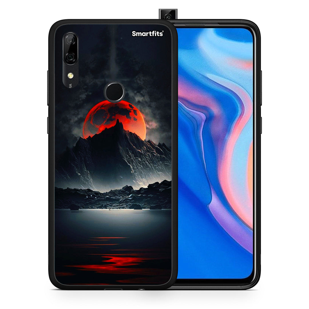 Θήκη Huawei P Smart Z Red Full Moon από τη Smartfits με σχέδιο στο πίσω μέρος και μαύρο περίβλημα | Huawei P Smart Z Red Full Moon case with colorful back and black bezels