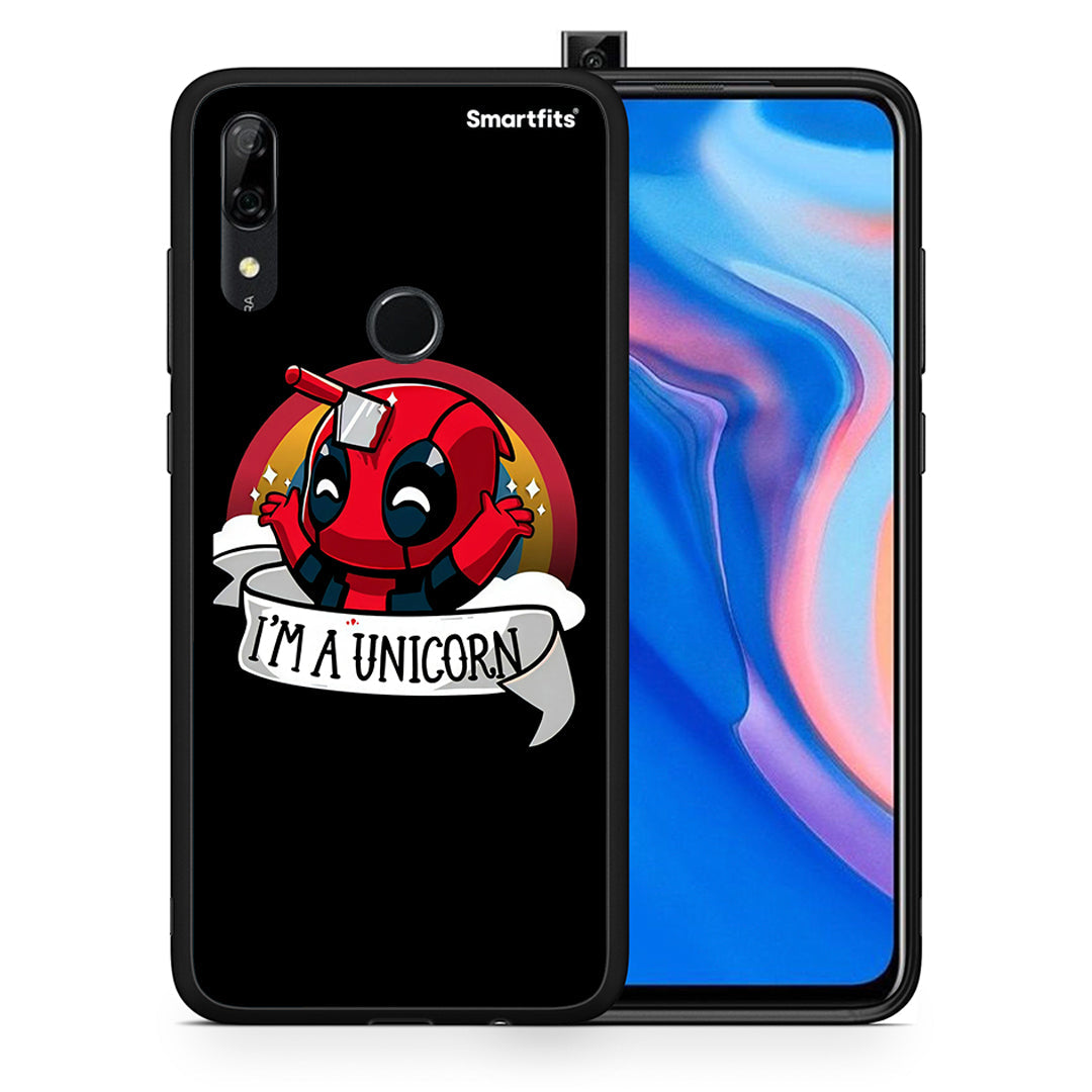 Θήκη Huawei P Smart Z Unicorn Deadpool από τη Smartfits με σχέδιο στο πίσω μέρος και μαύρο περίβλημα | Huawei P Smart Z Unicorn Deadpool case with colorful back and black bezels