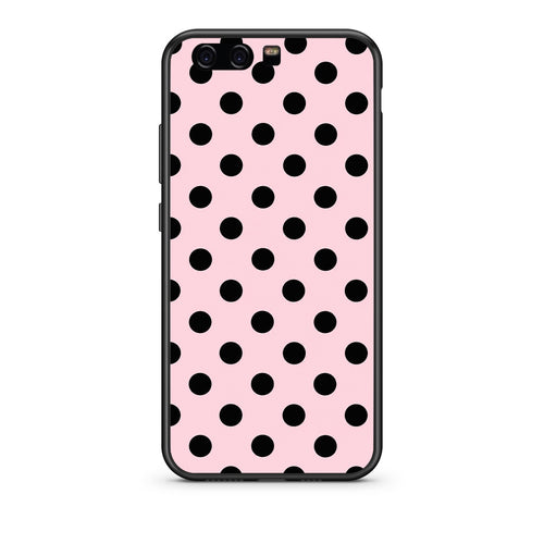 Θήκη Huawei P10 Black Polka Dots on Pink από τη Smartfits με σχέδιο στο πίσω μέρος και μαύρο περίβλημα | Huawei P10 Black Polka Dots on Pink case with colorful back and black bezels