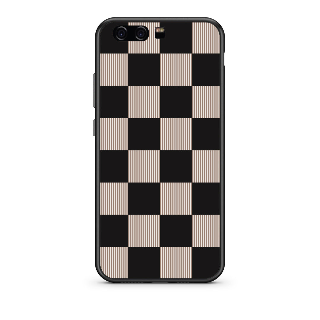 Θήκη Huawei P10 Black and Taupe Striped Checks από τη Smartfits με σχέδιο στο πίσω μέρος και μαύρο περίβλημα | Huawei P10 Black and Taupe Striped Checks case with colorful back and black bezels