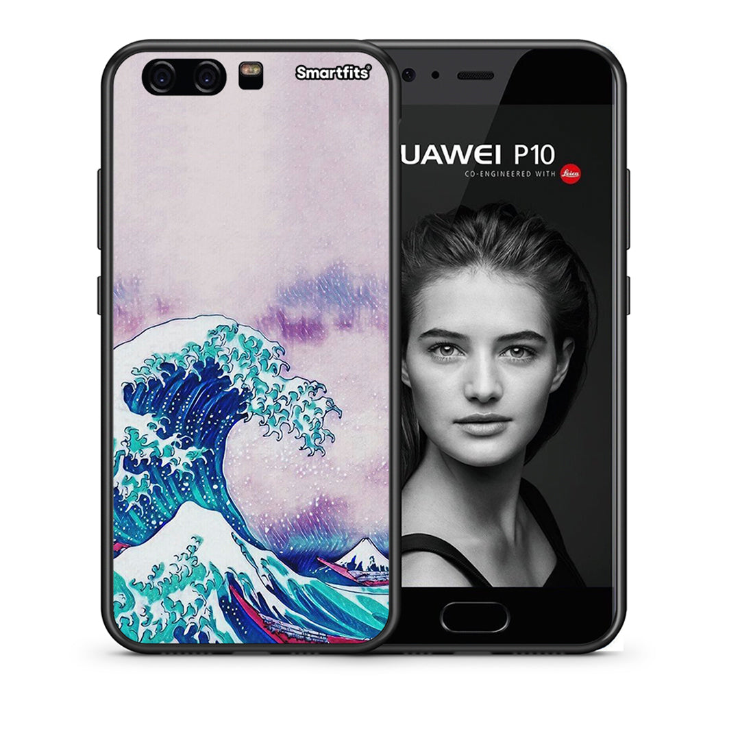 Θήκη Huawei P10 Lite Blue Waves από τη Smartfits με σχέδιο στο πίσω μέρος και μαύρο περίβλημα | Huawei P10 Lite Blue Waves case with colorful back and black bezels