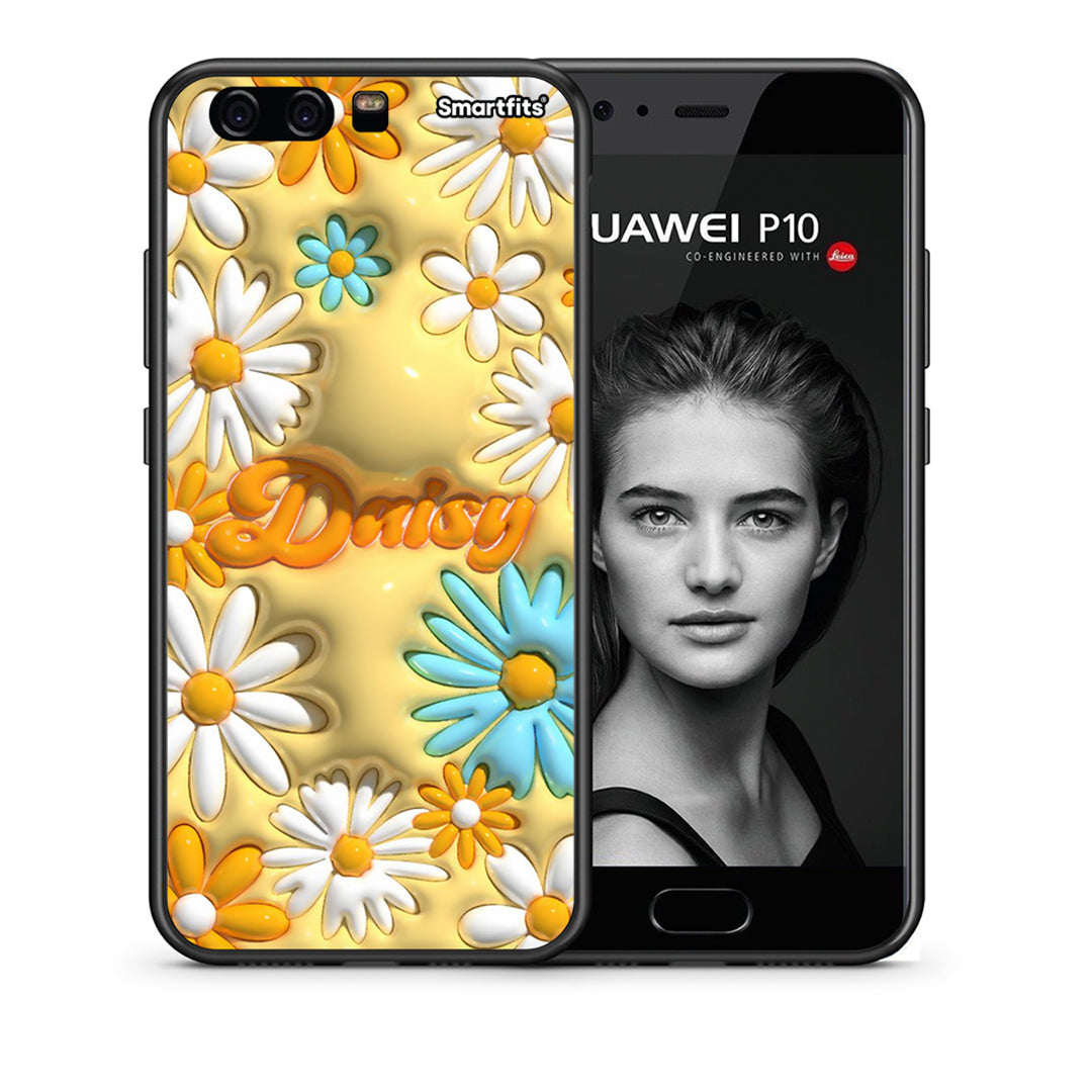 Θήκη Huawei P10 Bubble Daisies από τη Smartfits με σχέδιο στο πίσω μέρος και μαύρο περίβλημα | Huawei P10 Bubble Daisies case with colorful back and black bezels