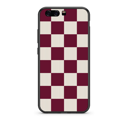 Θήκη Huawei P10 Burgundy and Cream Striped Checks από τη Smartfits με σχέδιο στο πίσω μέρος και μαύρο περίβλημα | Huawei P10 Burgundy and Cream Striped Checks case with colorful back and black bezels