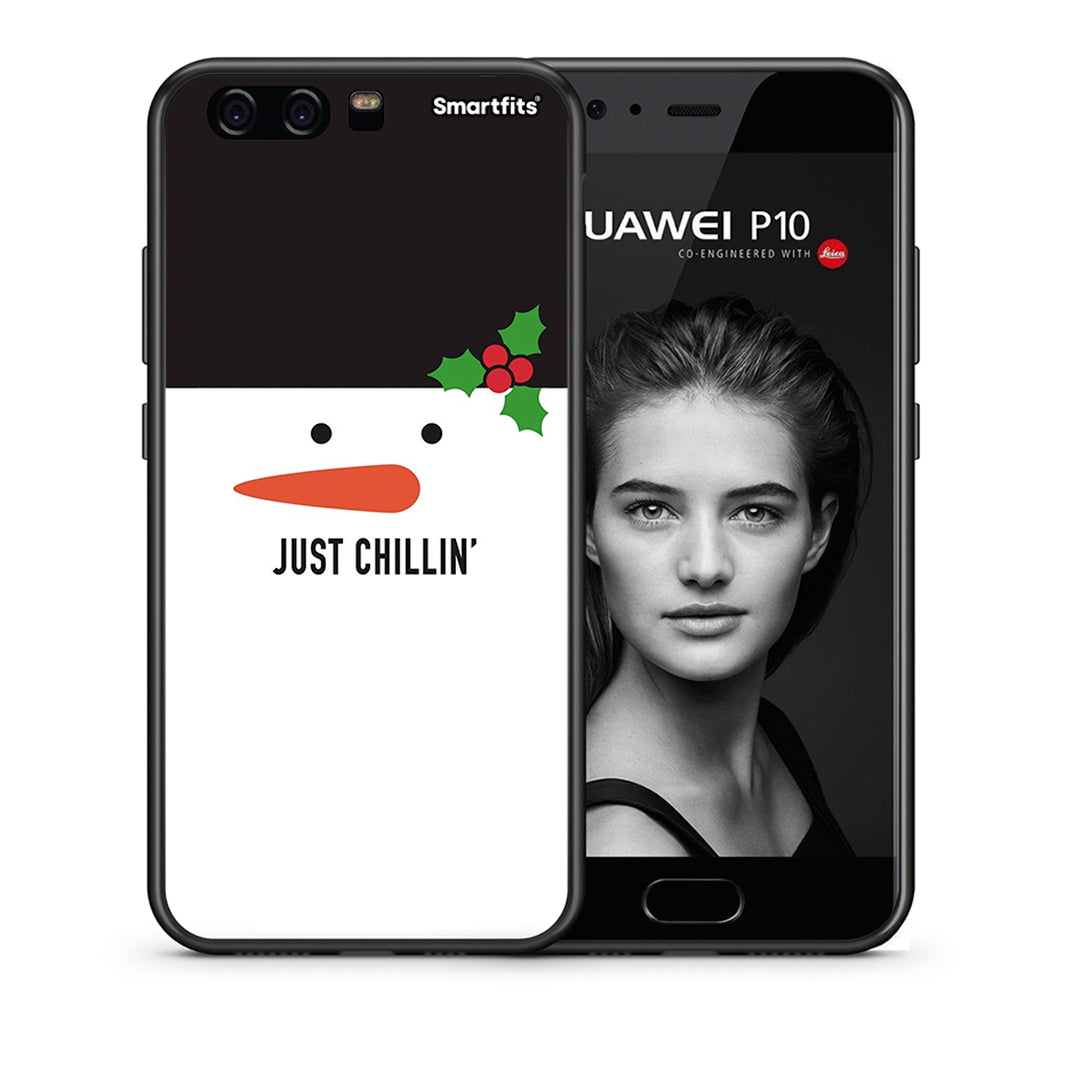 Θήκη Huawei P10 Lite Christmas Chillin από τη Smartfits με σχέδιο στο πίσω μέρος και μαύρο περίβλημα | Huawei P10 Lite Christmas Chillin case with colorful back and black bezels