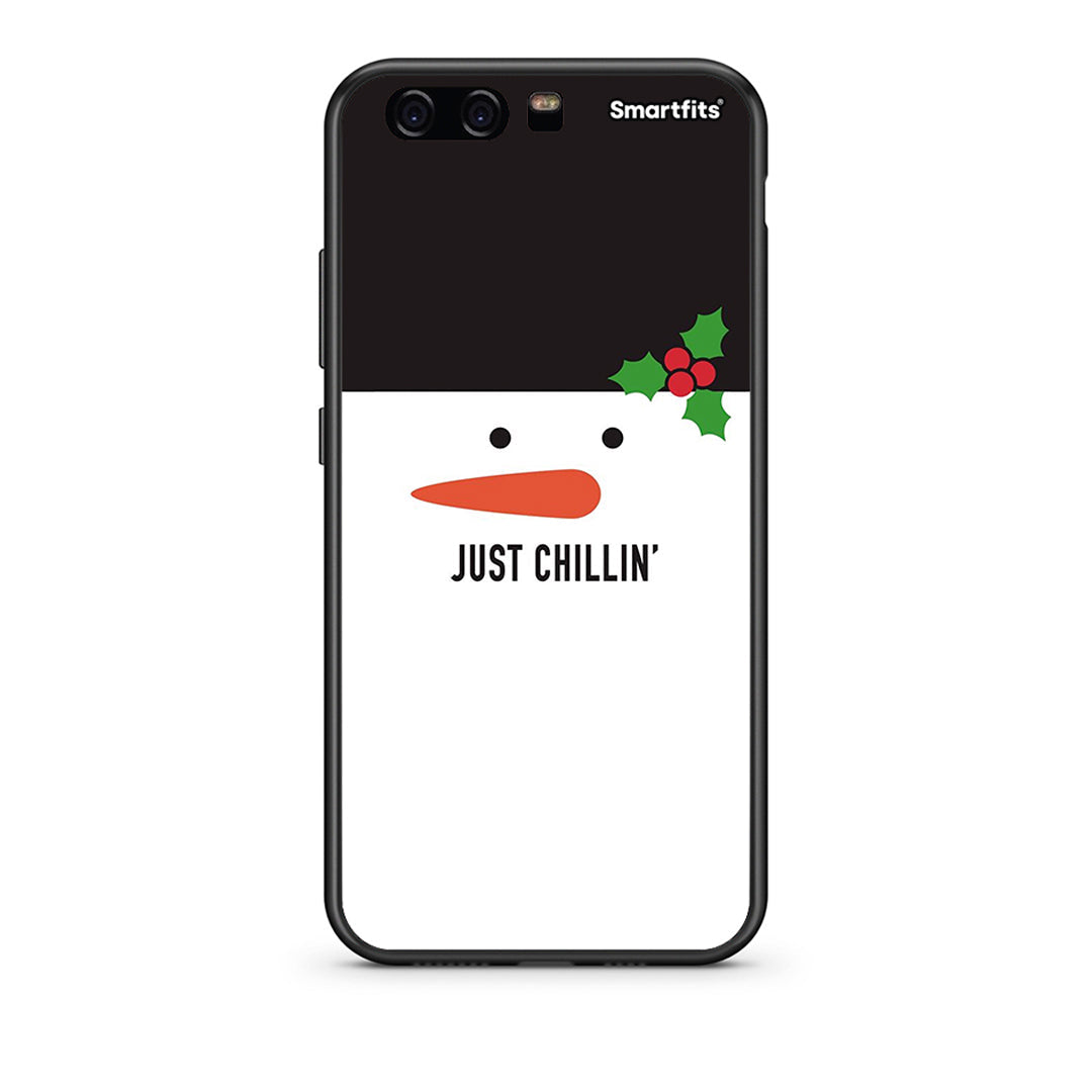 huawei p10 Christmas Chillin θήκη από τη Smartfits με σχέδιο στο πίσω μέρος και μαύρο περίβλημα | Smartphone case with colorful back and black bezels by Smartfits