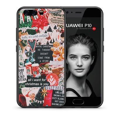 Θήκη Huawei P10 Christmas Happiness από τη Smartfits με σχέδιο στο πίσω μέρος και μαύρο περίβλημα | Huawei P10 Christmas Happiness case with colorful back and black bezels
