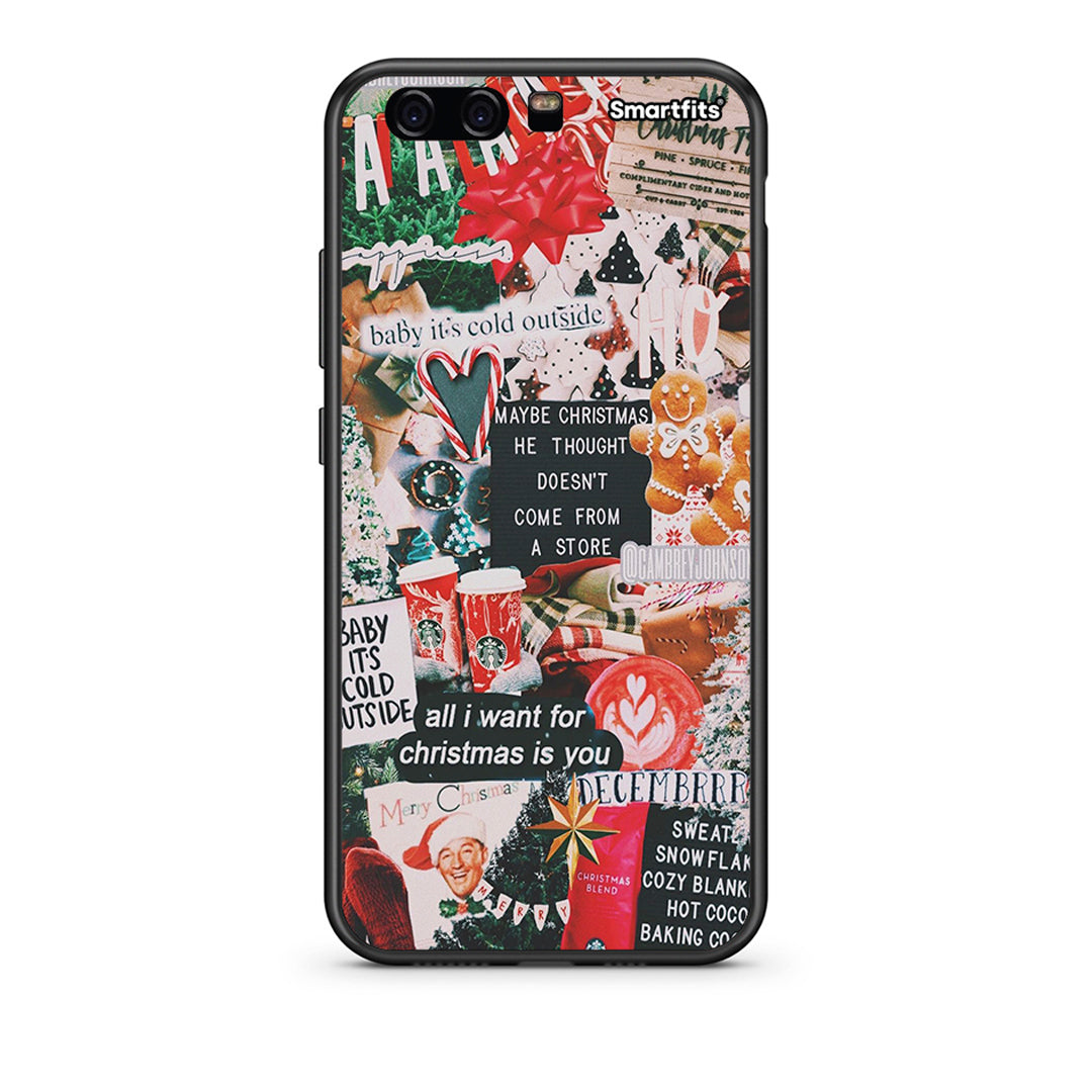 huawei p10 Christmas Happiness θήκη από τη Smartfits με σχέδιο στο πίσω μέρος και μαύρο περίβλημα | Smartphone case with colorful back and black bezels by Smartfits