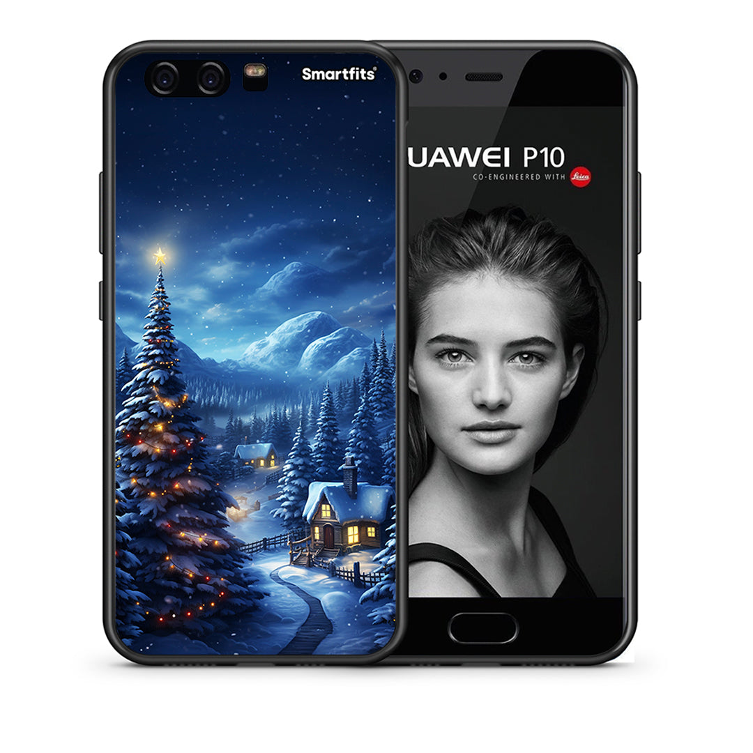 Θήκη Huawei P10 Christmas Scenery από τη Smartfits με σχέδιο στο πίσω μέρος και μαύρο περίβλημα | Huawei P10 Christmas Scenery case with colorful back and black bezels