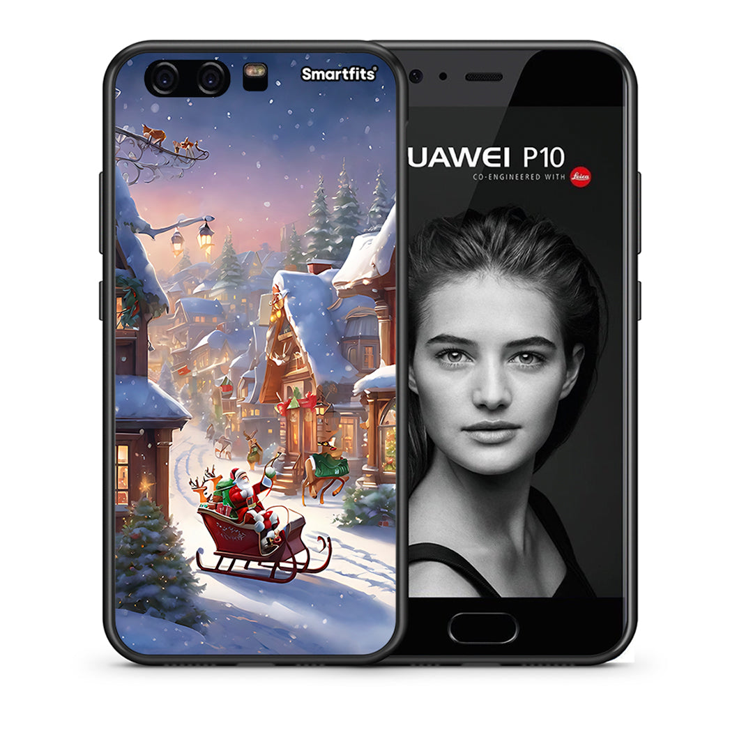 Θήκη Huawei P10 Christmas Snow από τη Smartfits με σχέδιο στο πίσω μέρος και μαύρο περίβλημα | Huawei P10 Christmas Snow case with colorful back and black bezels