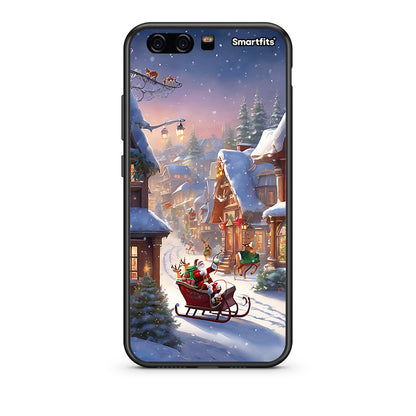 Huawei P10 Lite Christmas Snow θήκη από τη Smartfits με σχέδιο στο πίσω μέρος και μαύρο περίβλημα | Smartphone case with colorful back and black bezels by Smartfits