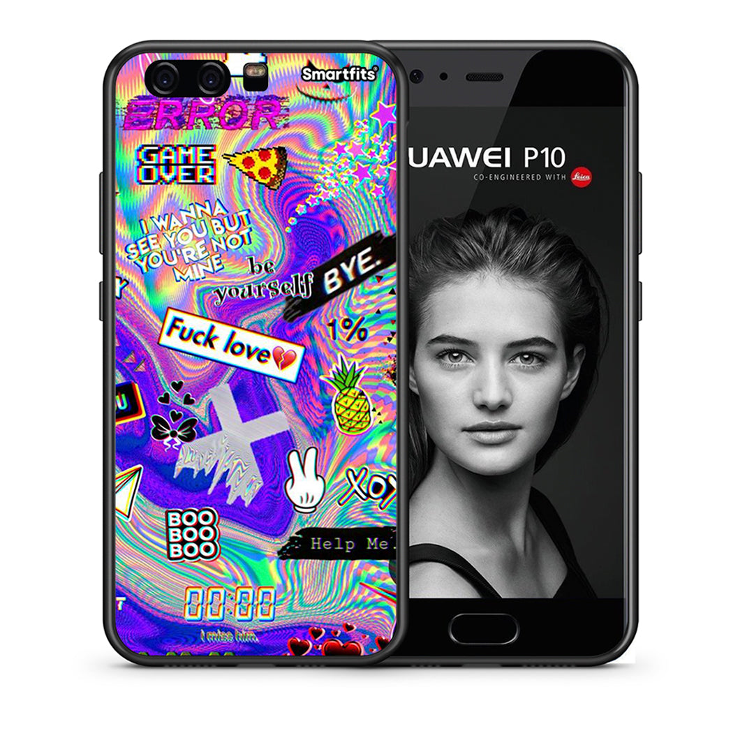 Θήκη Huawei P10 Lite Game Over από τη Smartfits με σχέδιο στο πίσω μέρος και μαύρο περίβλημα | Huawei P10 Lite Game Over case with colorful back and black bezels