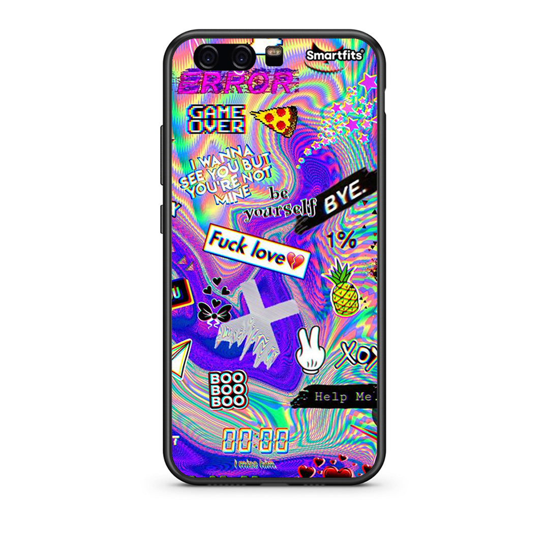 Huawei P10 Lite Game Over θήκη από τη Smartfits με σχέδιο στο πίσω μέρος και μαύρο περίβλημα | Smartphone case with colorful back and black bezels by Smartfits