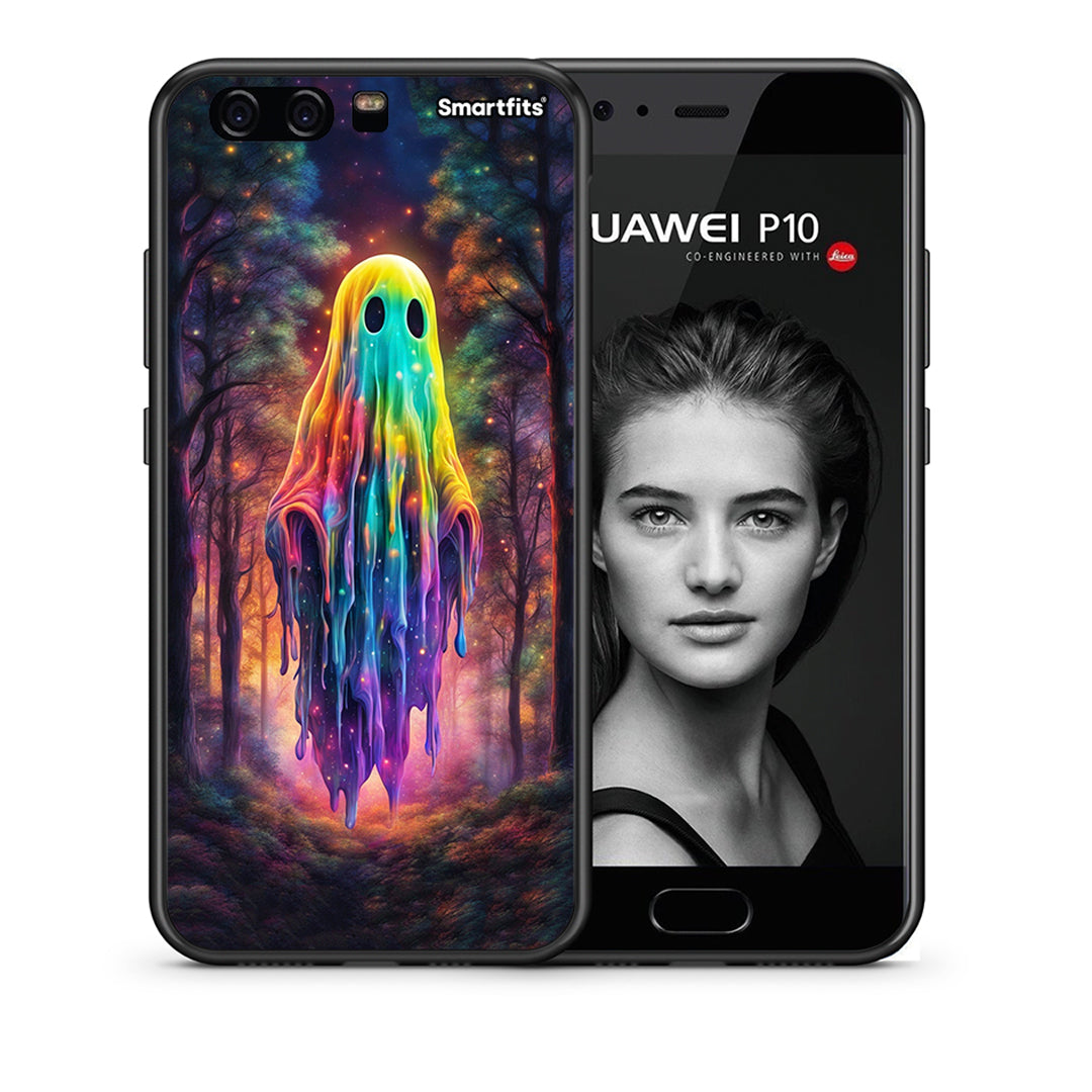 Θήκη Huawei P10 Halloween Ghost από τη Smartfits με σχέδιο στο πίσω μέρος και μαύρο περίβλημα | Huawei P10 Halloween Ghost case with colorful back and black bezels
