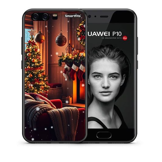 Θήκη Huawei P10 Lite Home For Christmas από τη Smartfits με σχέδιο στο πίσω μέρος και μαύρο περίβλημα | Huawei P10 Lite Home For Christmas case with colorful back and black bezels