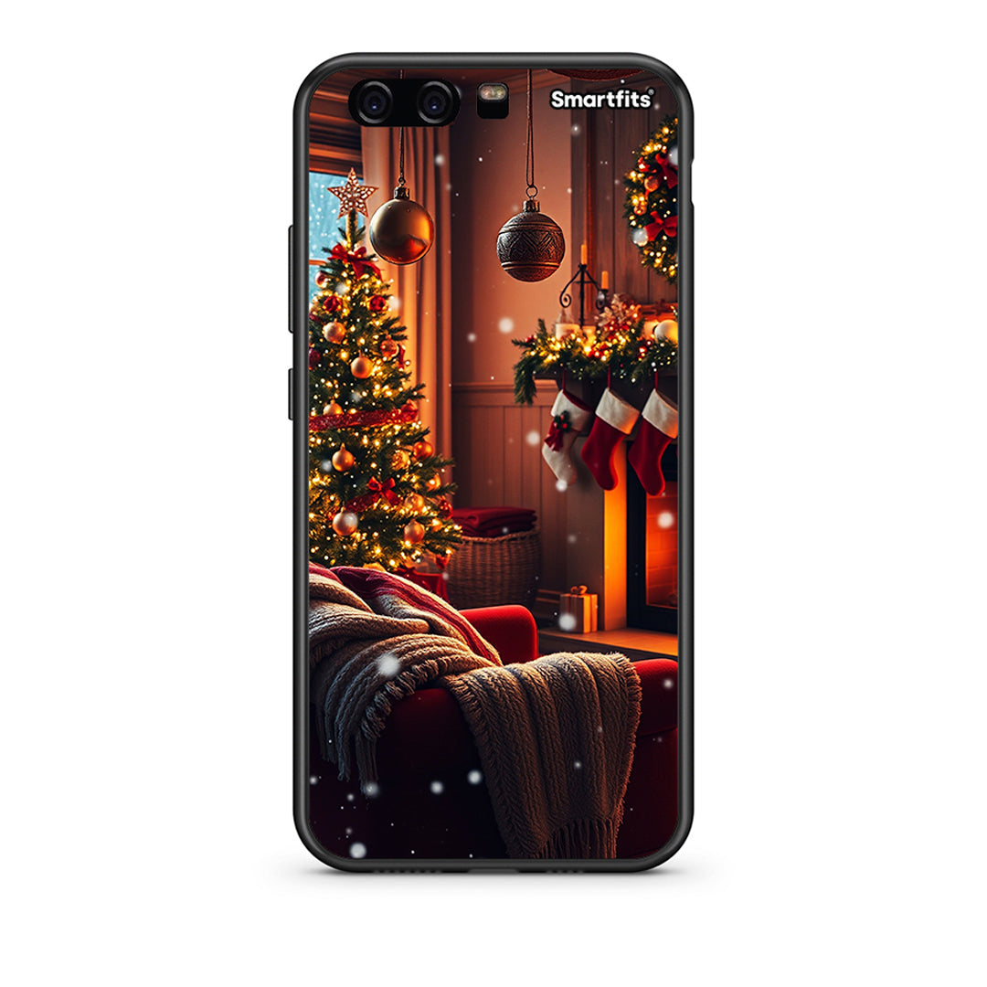 huawei p10 Home For Christmas θήκη από τη Smartfits με σχέδιο στο πίσω μέρος και μαύρο περίβλημα | Smartphone case with colorful back and black bezels by Smartfits